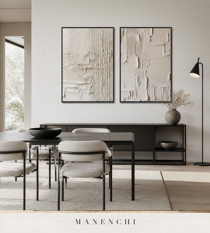 Stacked Gesso | Wabi-Sabi Wall Art - original hand-painted painting by Manenchi, styled in a room setting