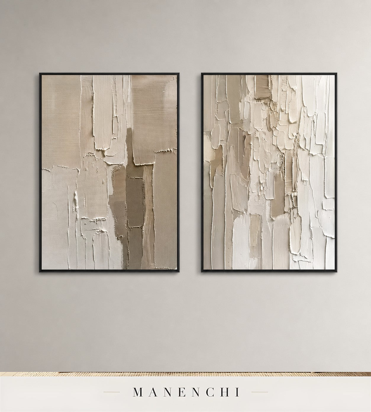 Impasto Rhythm | Contemporary Wall Art - original hand-painted painting by Manenchi, styled in a room setting