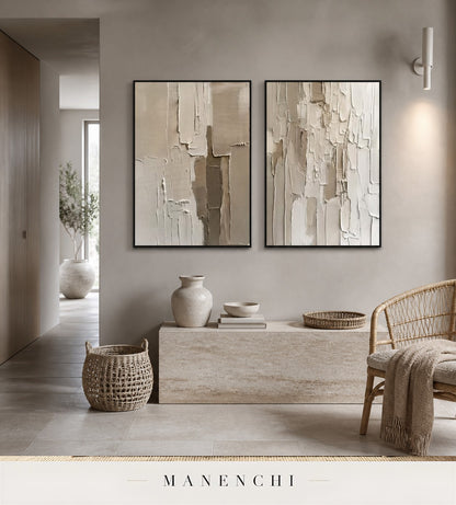 Impasto Rhythm | Contemporary Wall Art - original hand-painted painting by Manenchi, styled in a room setting