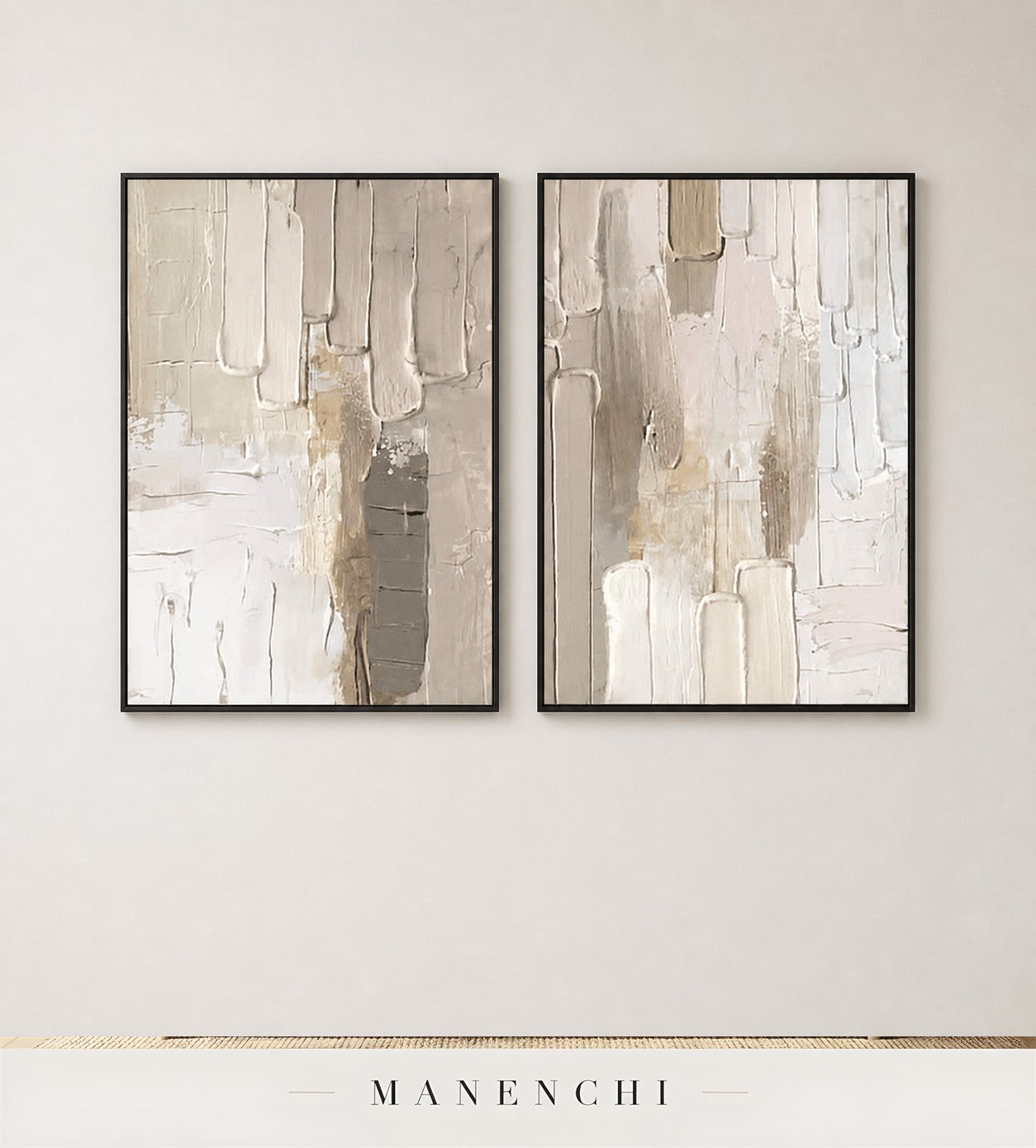 Stacked Fins | Contemporary Wall Art - original hand-painted painting by Manenchi, styled in a room setting