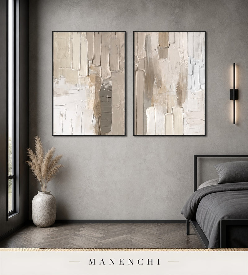 Stacked Fins | Contemporary Wall Art - original hand-painted painting by Manenchi, styled in a room setting