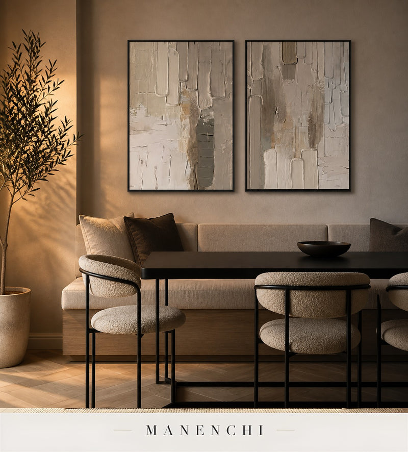 Stacked Fins | Contemporary Wall Art - original hand-painted painting by Manenchi, styled in a room setting