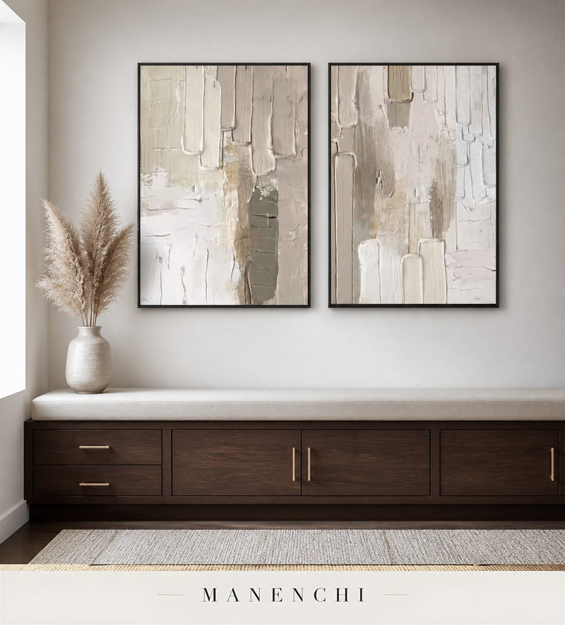 Stacked Fins | Contemporary Wall Art - original hand-painted painting by Manenchi, styled in a room setting