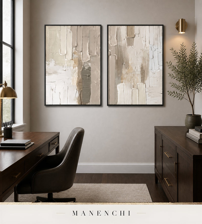 Stacked Fins | Contemporary Wall Art - original hand-painted painting by Manenchi, styled in a room setting