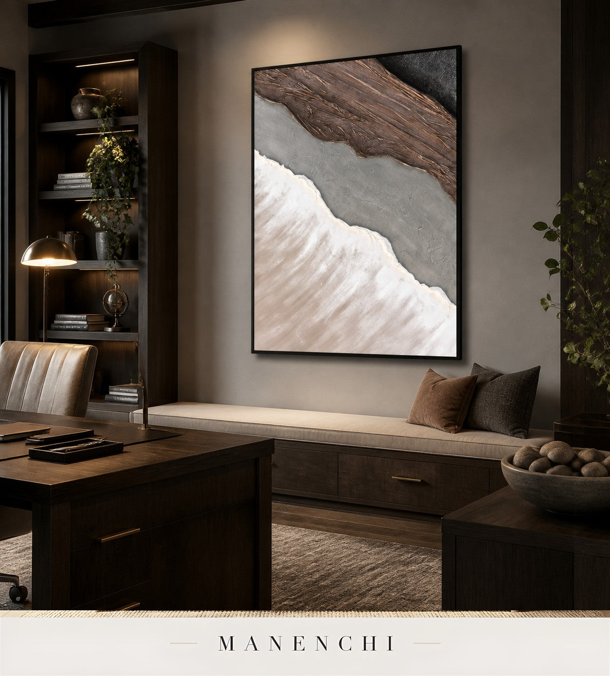 Impasto Blades | Contemporary Wall Art - original hand-painted painting by Manenchi, styled in a room setting