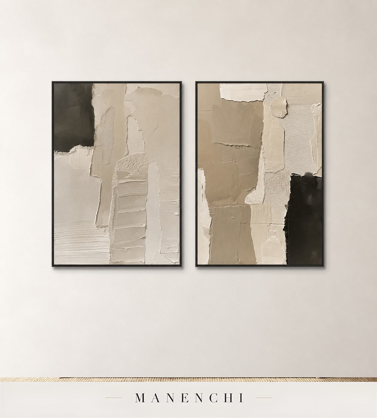Gesso Slabs | Wabi-Sabi Wall Art - original hand-painted painting by Manenchi, styled in a room setting