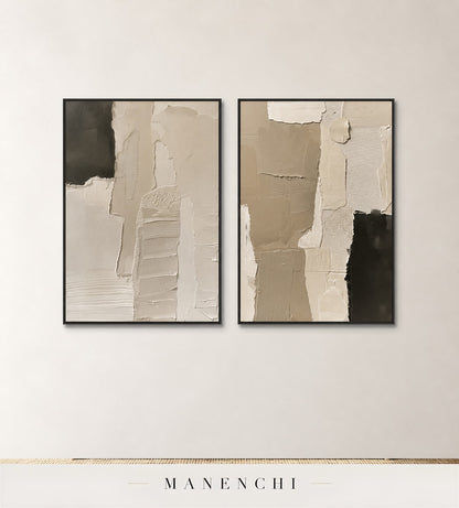 Gesso Slabs | Wabi-Sabi Wall Art - original hand-painted painting by Manenchi, styled in a room setting