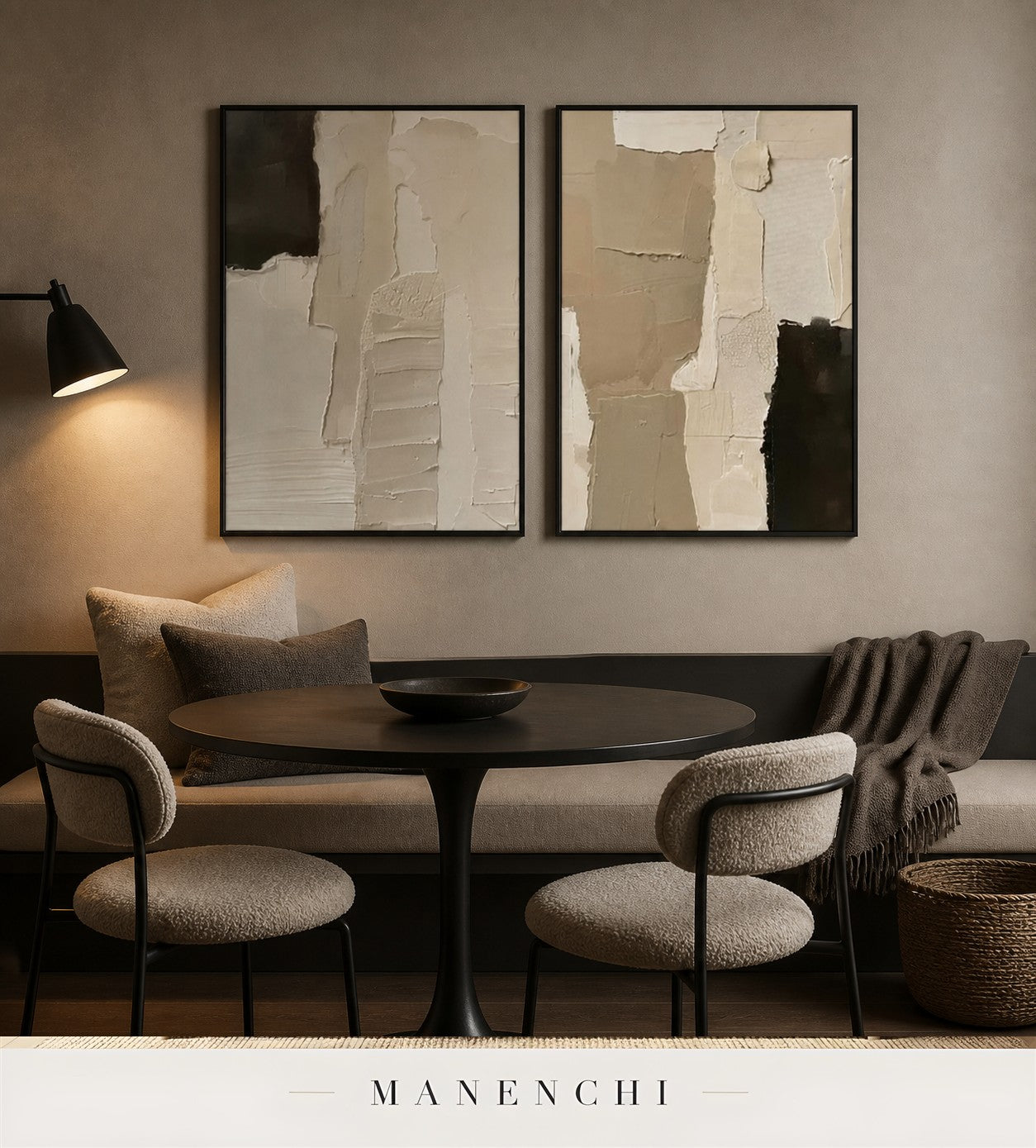 Gesso Slabs | Wabi-Sabi Wall Art - original hand-painted painting by Manenchi, styled in a room setting