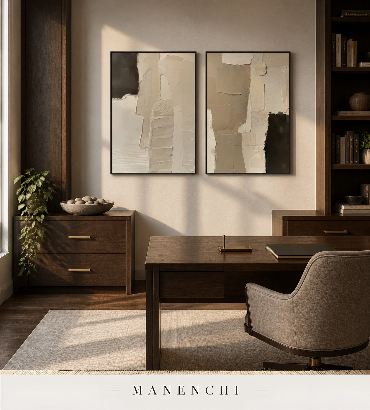 Gesso Slabs | Wabi-Sabi Wall Art - original hand-painted painting by Manenchi, styled in a room setting