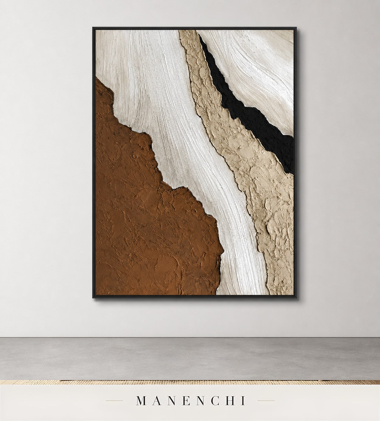 Raw Gesso | Contemporary Wall Art - original hand-painted painting by Manenchi, styled in a room setting