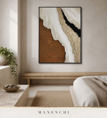 Raw Gesso | Contemporary Wall Art - original hand-painted painting by Manenchi, styled in a room setting