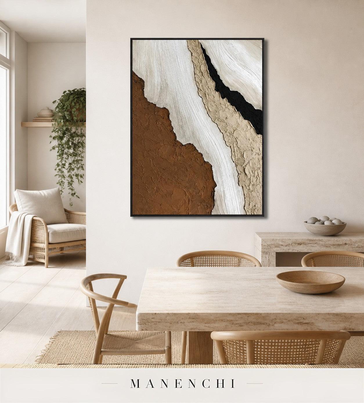 Raw Gesso | Contemporary Wall Art - original hand-painted painting by Manenchi, styled in a room setting