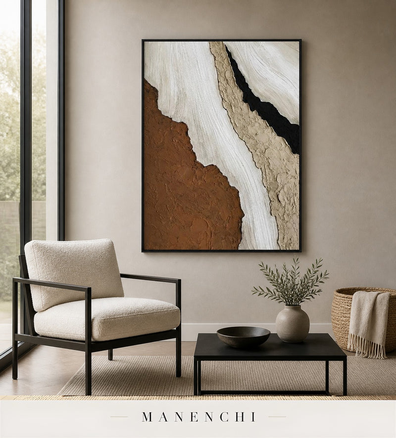 Raw Gesso | Contemporary Wall Art - original hand-painted painting by Manenchi, styled in a room setting