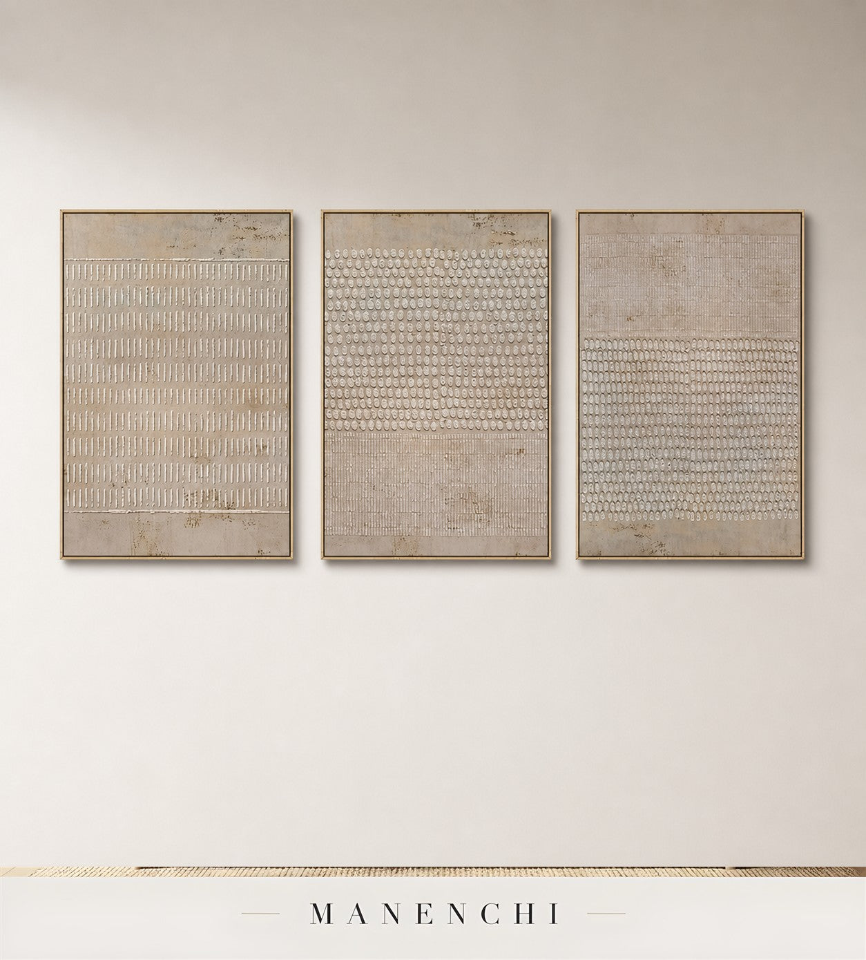 Grained Bands | Contemporary Wall Art - original hand-painted painting by Manenchi, styled in a room setting