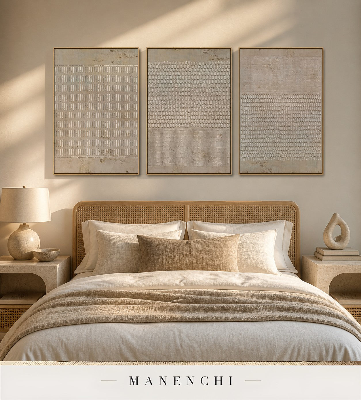 Grained Bands | Contemporary Wall Art - original hand-painted painting by Manenchi, styled in a room setting