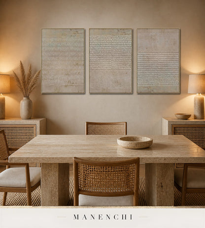 Grained Bands | Contemporary Wall Art - original hand-painted painting by Manenchi, styled in a room setting