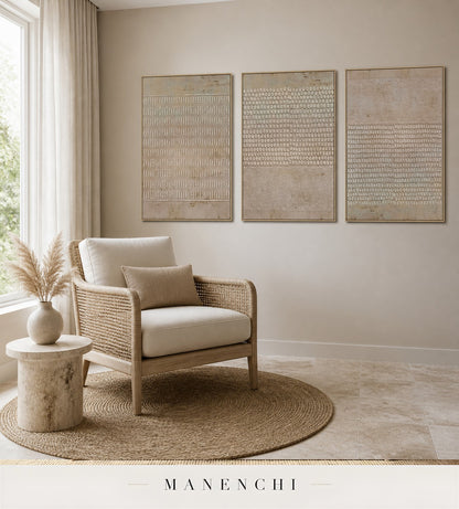 Grained Bands | Contemporary Wall Art - original hand-painted painting by Manenchi, styled in a room setting