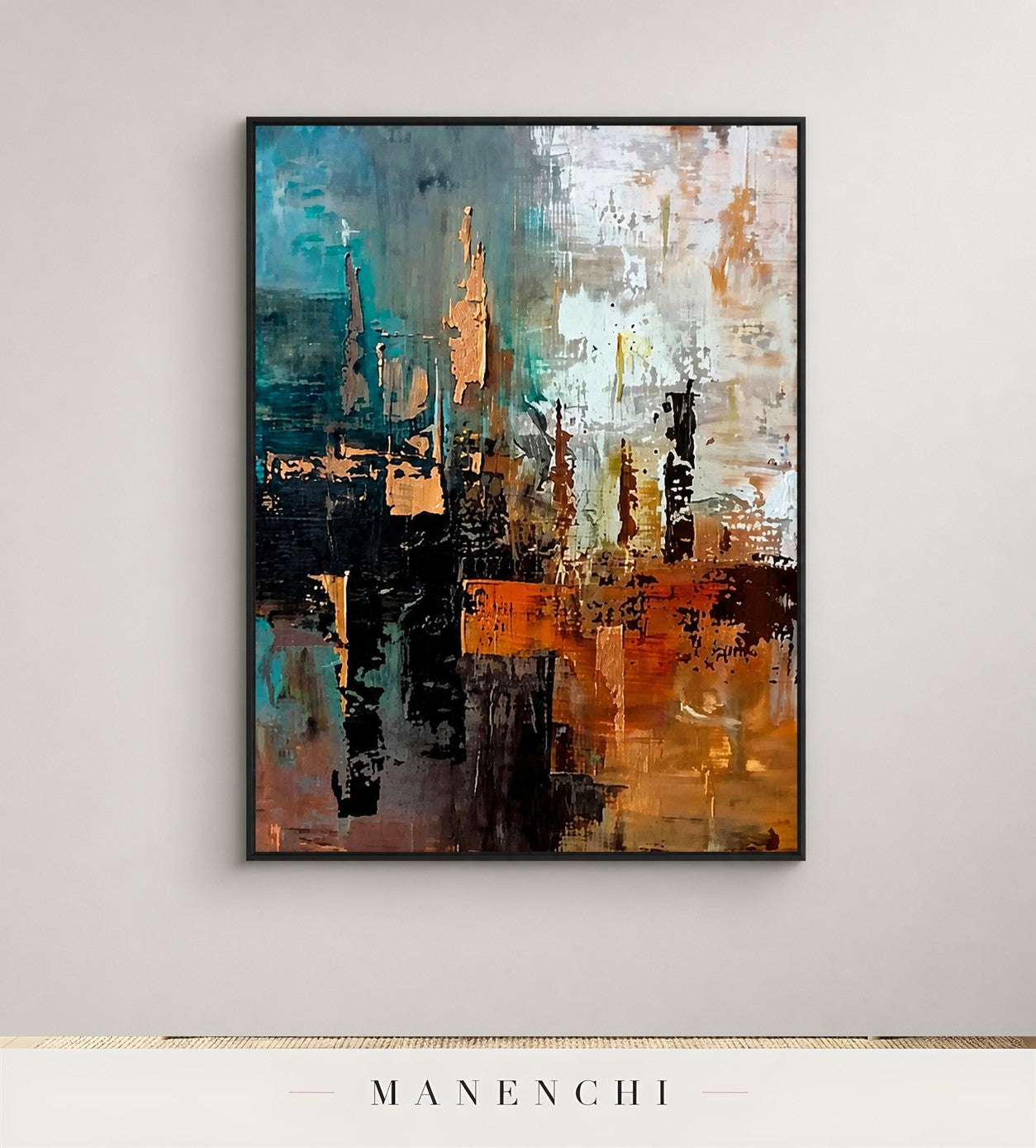 Rendered Gloss | Contemporary Wall Art - original hand-painted painting by Manenchi, styled in a room setting