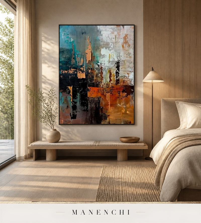 Rendered Gloss | Contemporary Wall Art - original hand-painted painting by Manenchi, styled in a room setting