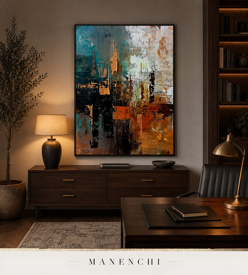Rendered Gloss | Contemporary Wall Art - original hand-painted painting by Manenchi, styled in a room setting