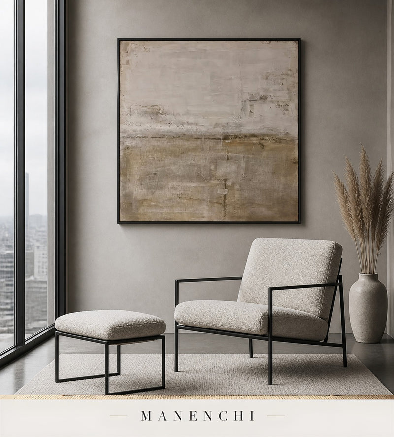 Muted Pleats | Wabi-Sabi Wall Art - original hand-painted painting by Manenchi, styled in a room setting