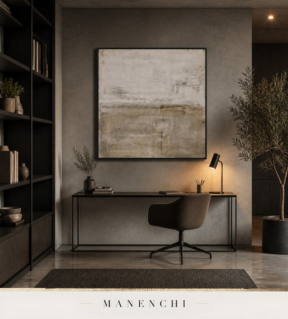 Muted Pleats | Wabi-Sabi Wall Art - original hand-painted painting by Manenchi, styled in a room setting