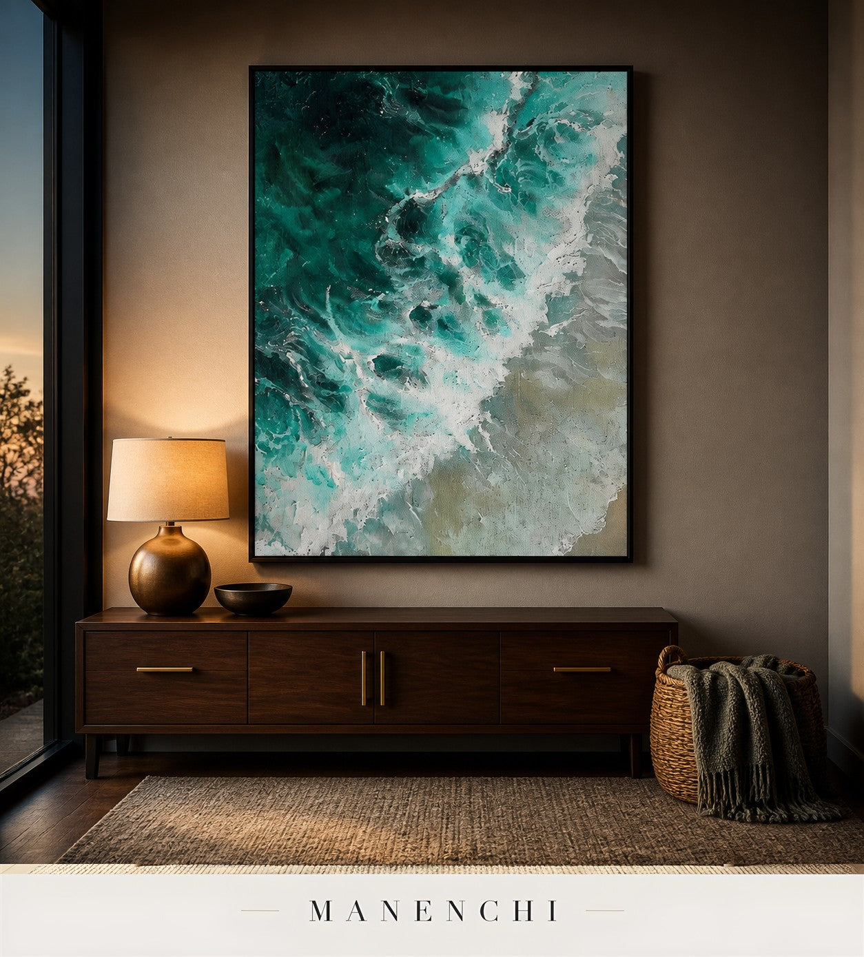 Wrought Flow | Contemporary Wall Art - original hand-painted painting by Manenchi, styled in a room setting