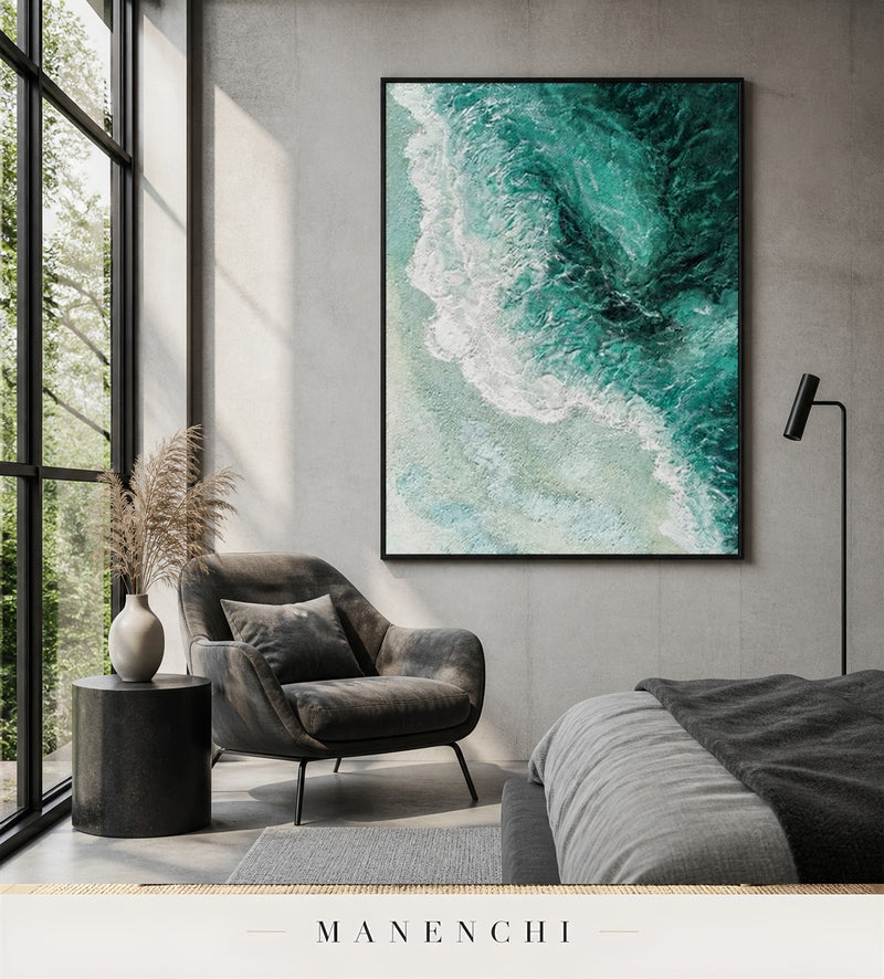 Marine Lace | Contemporary Wall Art - original hand-painted painting by Manenchi, styled in a room setting