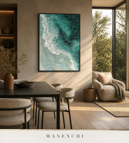 Marine Lace | Contemporary Wall Art - original hand-painted painting by Manenchi, styled in a room setting