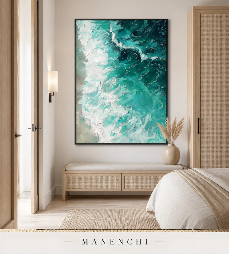 Woven Foam | Contemporary Wall Art - original hand-painted painting by Manenchi, styled in a room setting