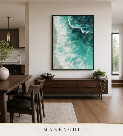 Woven Foam | Contemporary Wall Art - original hand-painted painting by Manenchi, styled in a room setting