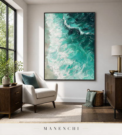 Woven Foam | Contemporary Wall Art - original hand-painted painting by Manenchi, styled in a room setting
