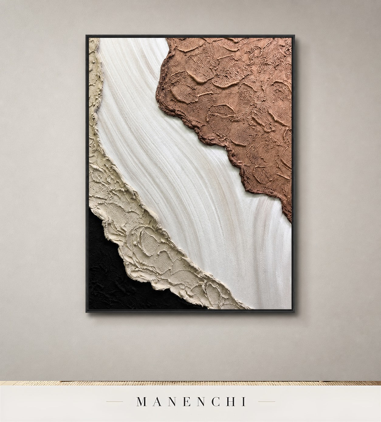 Matte Form | Contemporary Wall Art - original hand-painted painting by Manenchi, styled in a room setting