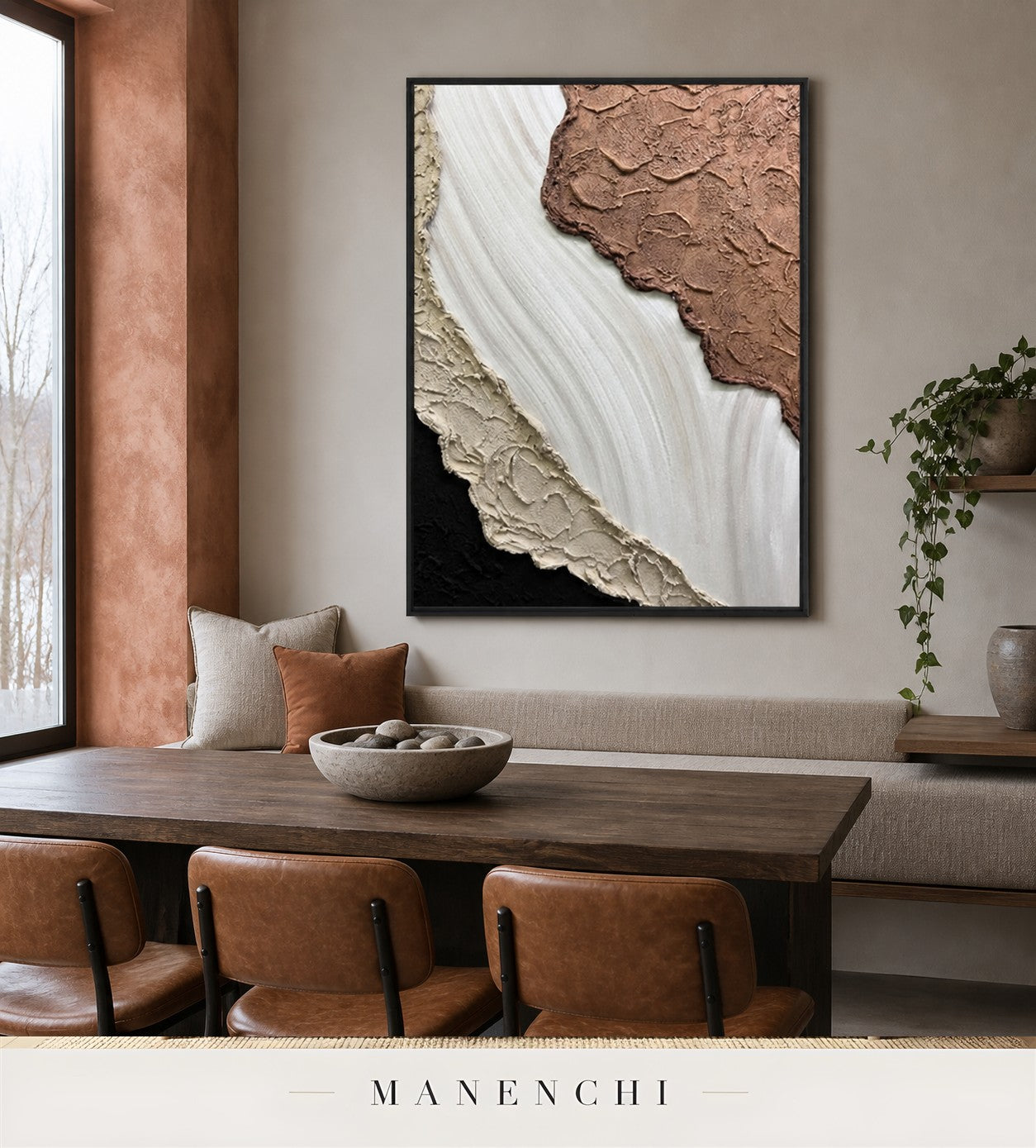 Matte Form | Contemporary Wall Art - original hand-painted painting by Manenchi, styled in a room setting