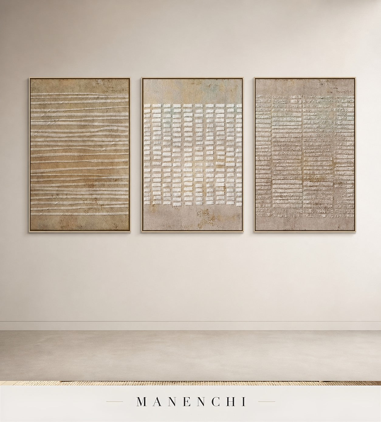 Chalked Panels | Wabi-Sabi Wall Art - original hand-painted painting by Manenchi, styled in a room setting