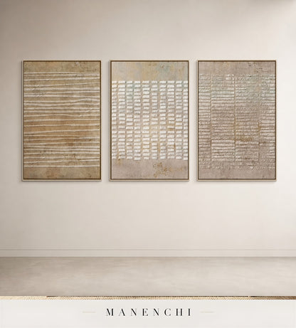 Chalked Panels | Wabi-Sabi Wall Art - original hand-painted painting by Manenchi, styled in a room setting