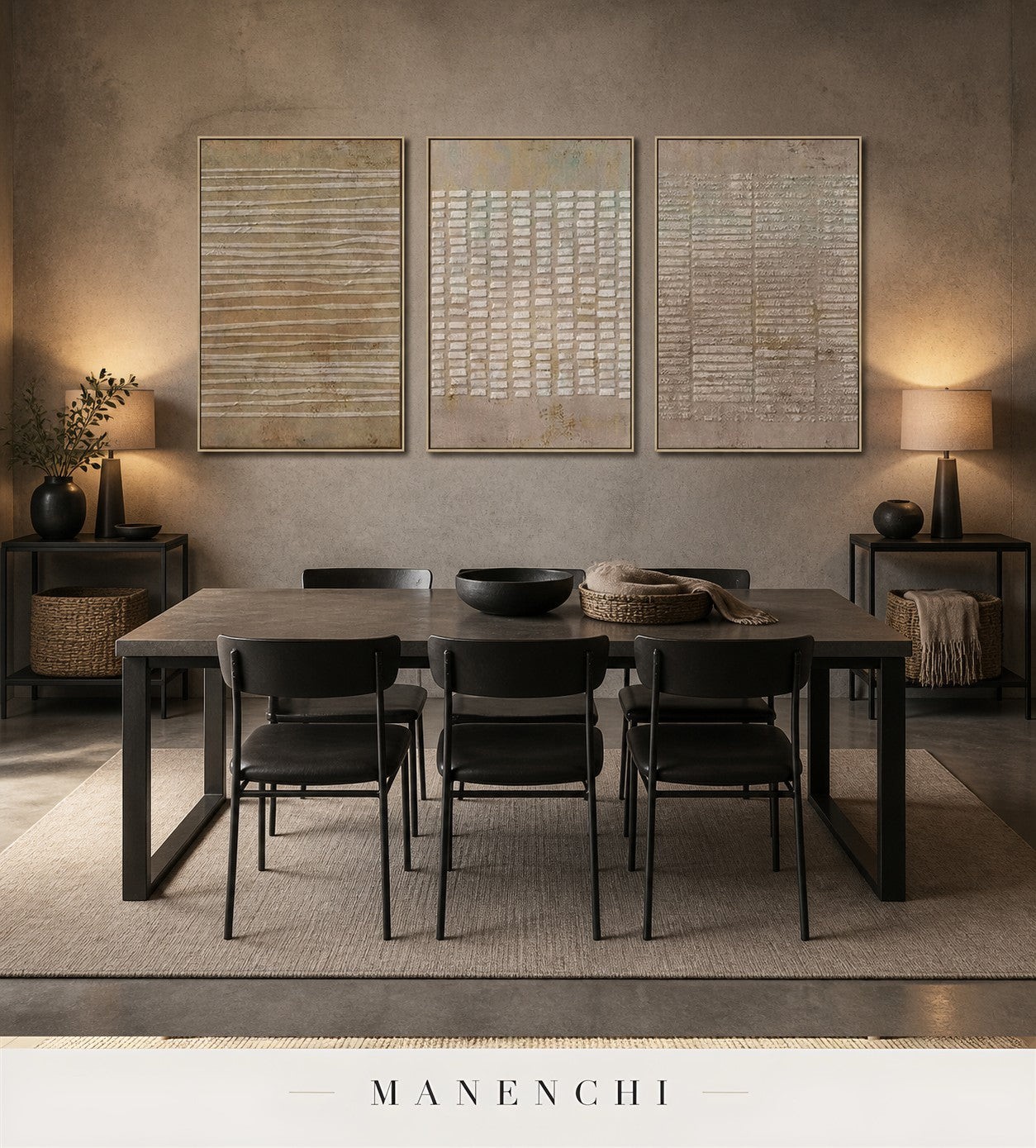 Chalked Panels | Wabi-Sabi Wall Art - original hand-painted painting by Manenchi, styled in a room setting