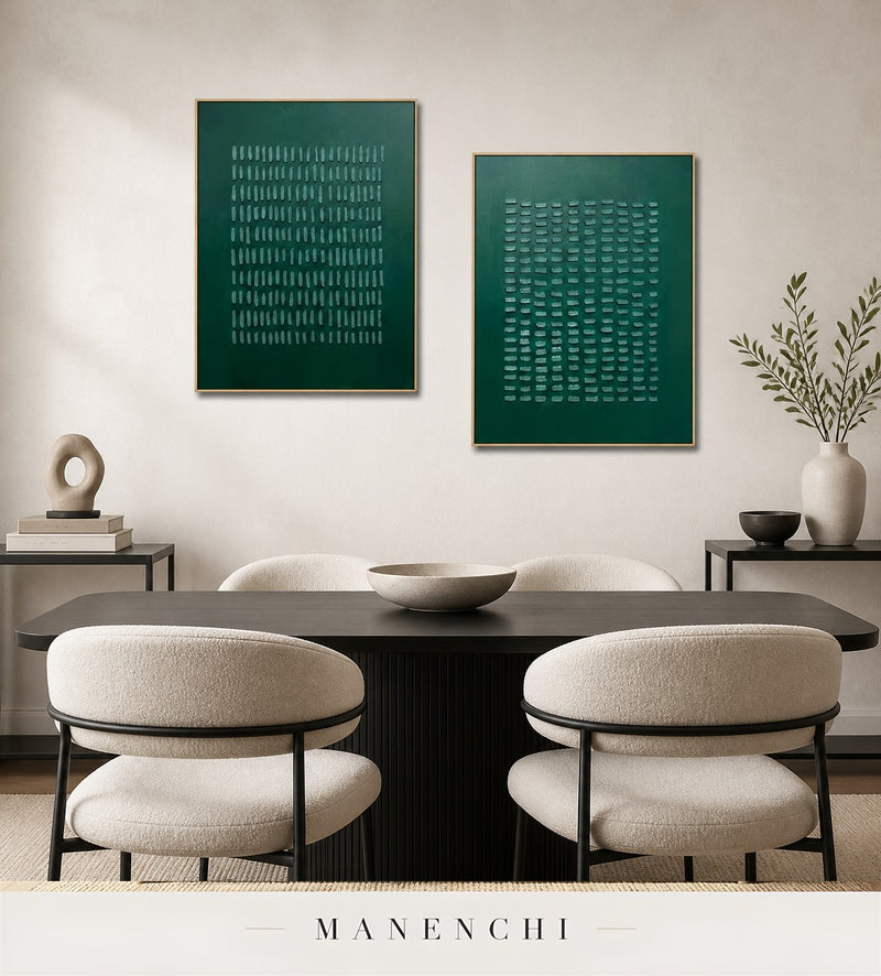 Segmented Grid | Minimalist Wall Art - original hand-painted painting by Manenchi, styled in a room setting