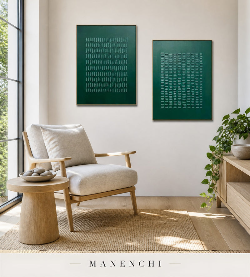 Segmented Grid | Minimalist Wall Art - original hand-painted painting by Manenchi, styled in a room setting