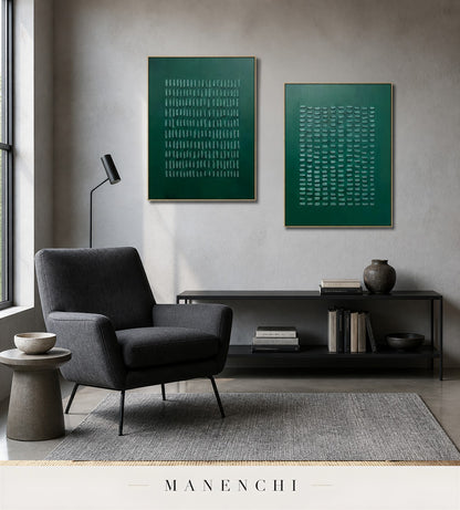 Segmented Grid | Minimalist Wall Art - original hand-painted painting by Manenchi, styled in a room setting