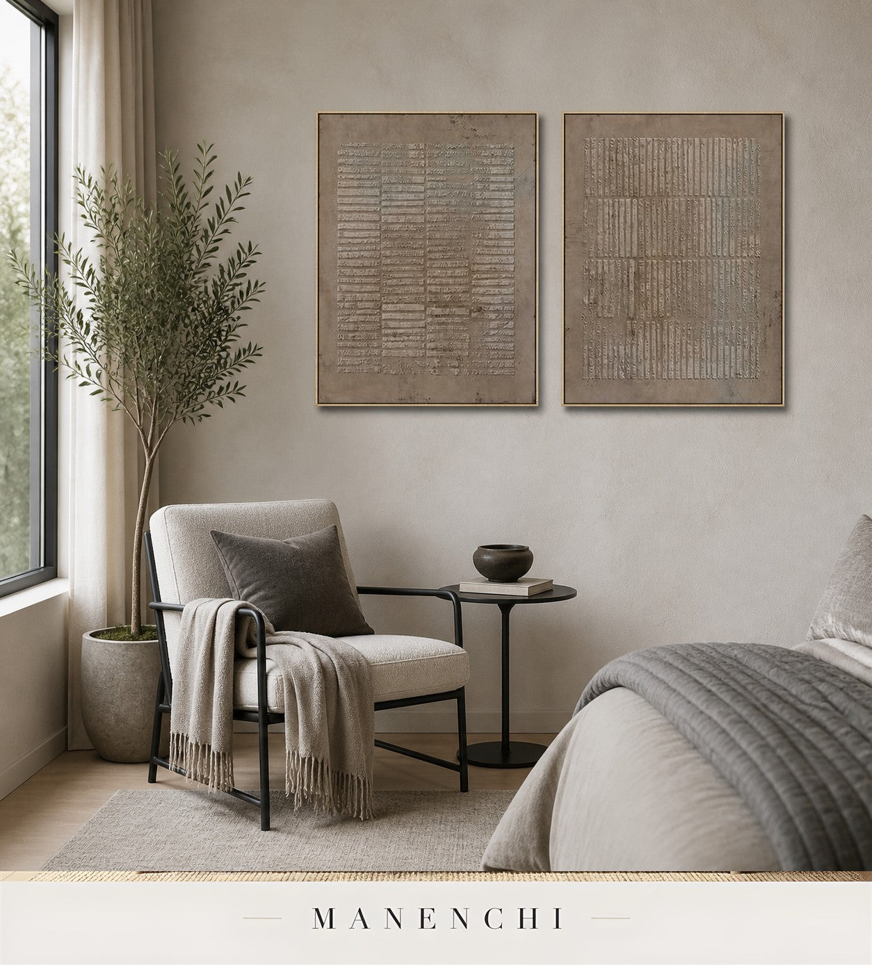 Cast Lineage | Wabi-Sabi Wall Art - original hand-painted painting by Manenchi, styled in a room setting