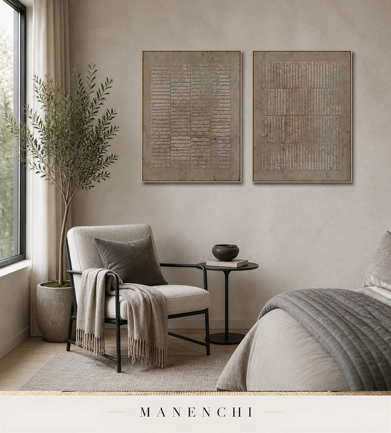 Cast Lineage | Wabi-Sabi Wall Art - original hand-painted painting by Manenchi, styled in a room setting