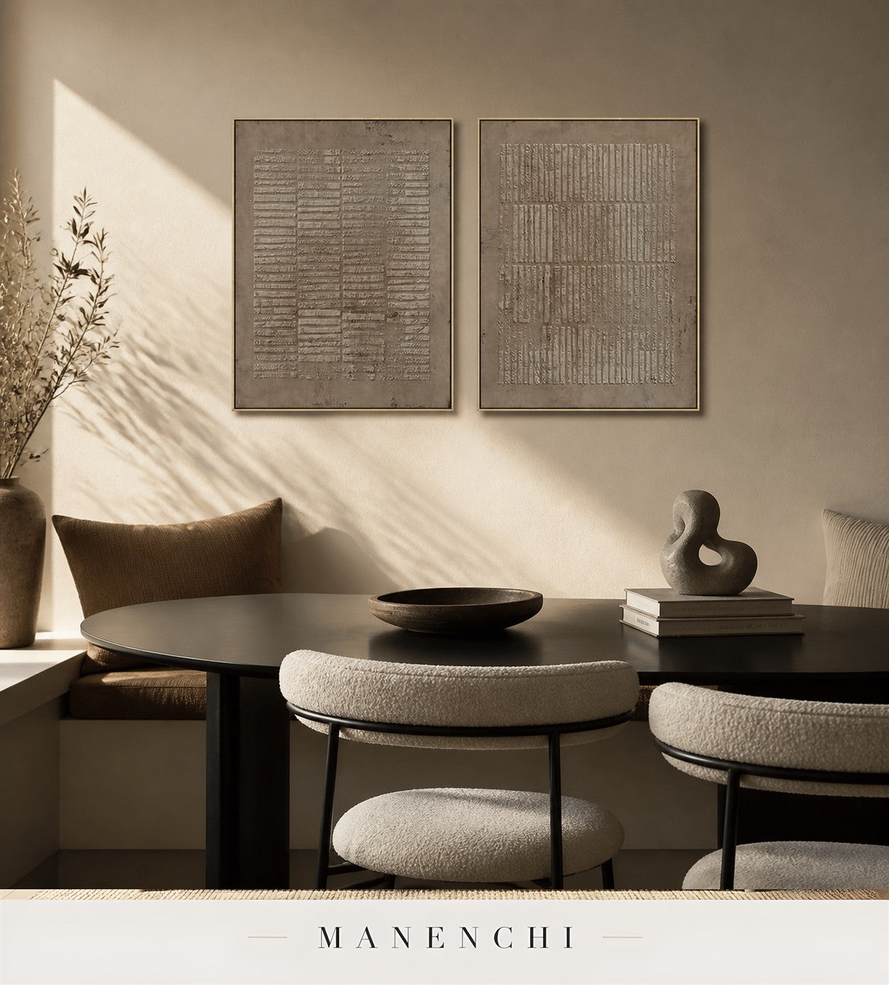 Cast Lineage | Wabi-Sabi Wall Art - original hand-painted painting by Manenchi, styled in a room setting