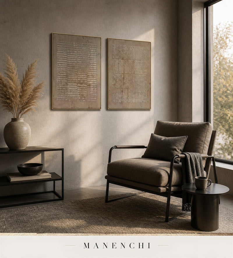 Cast Lineage | Wabi-Sabi Wall Art - original hand-painted painting by Manenchi, styled in a room setting