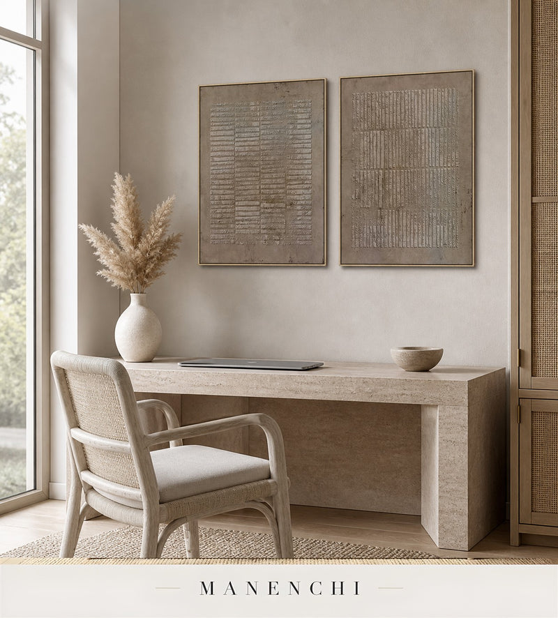 Cast Lineage | Wabi-Sabi Wall Art - original hand-painted painting by Manenchi, styled in a room setting