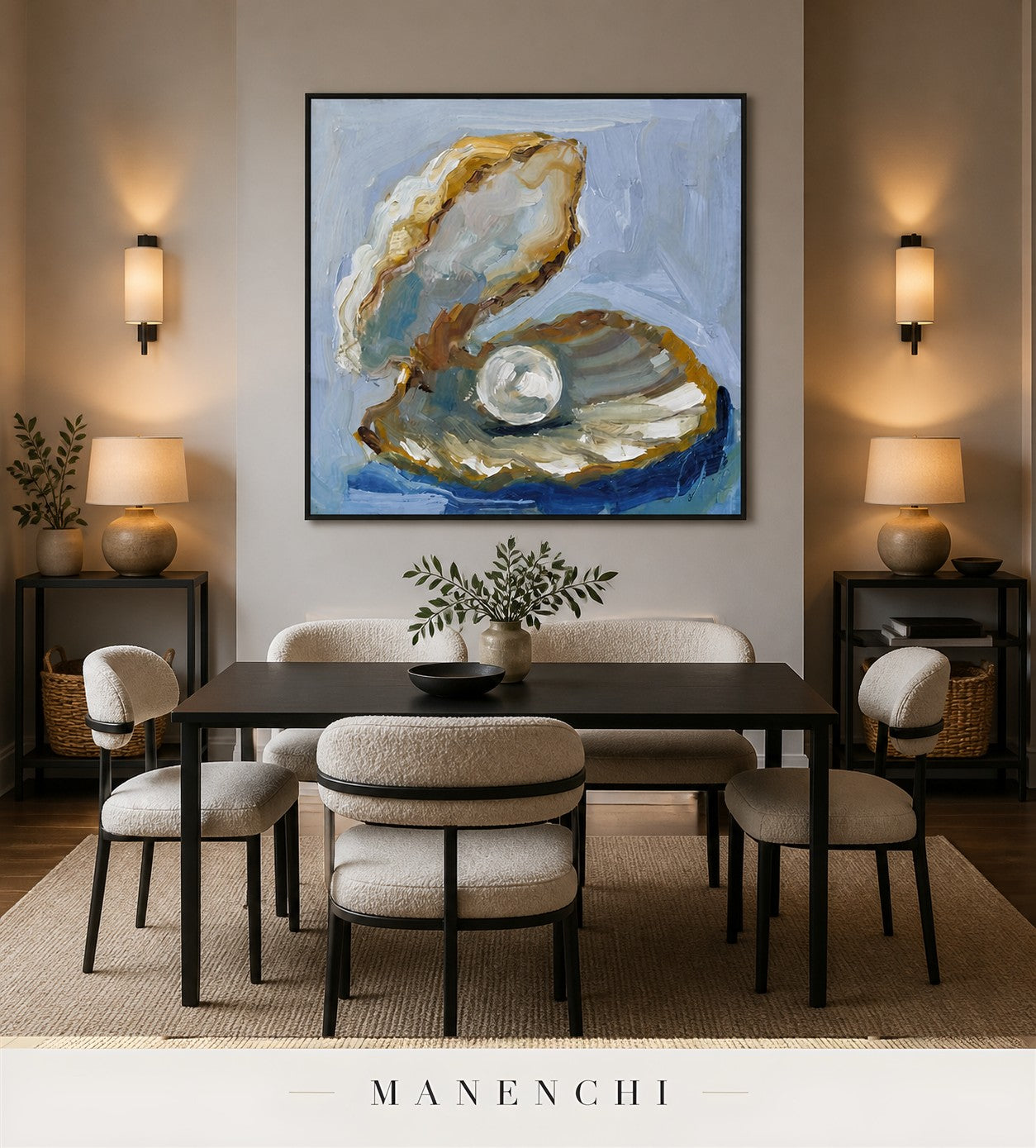 Lumen Aperture | Contemporary Wall Art - original hand-painted painting by Manenchi, styled in a room setting