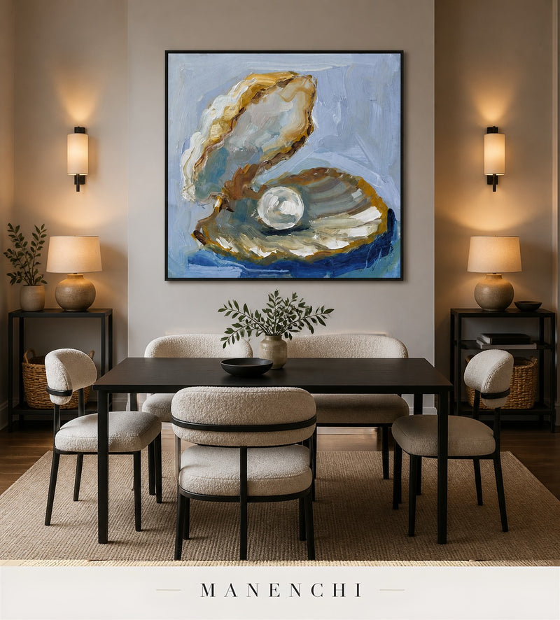 Lumen Aperture | Contemporary Wall Art - original hand-painted painting by Manenchi, styled in a room setting