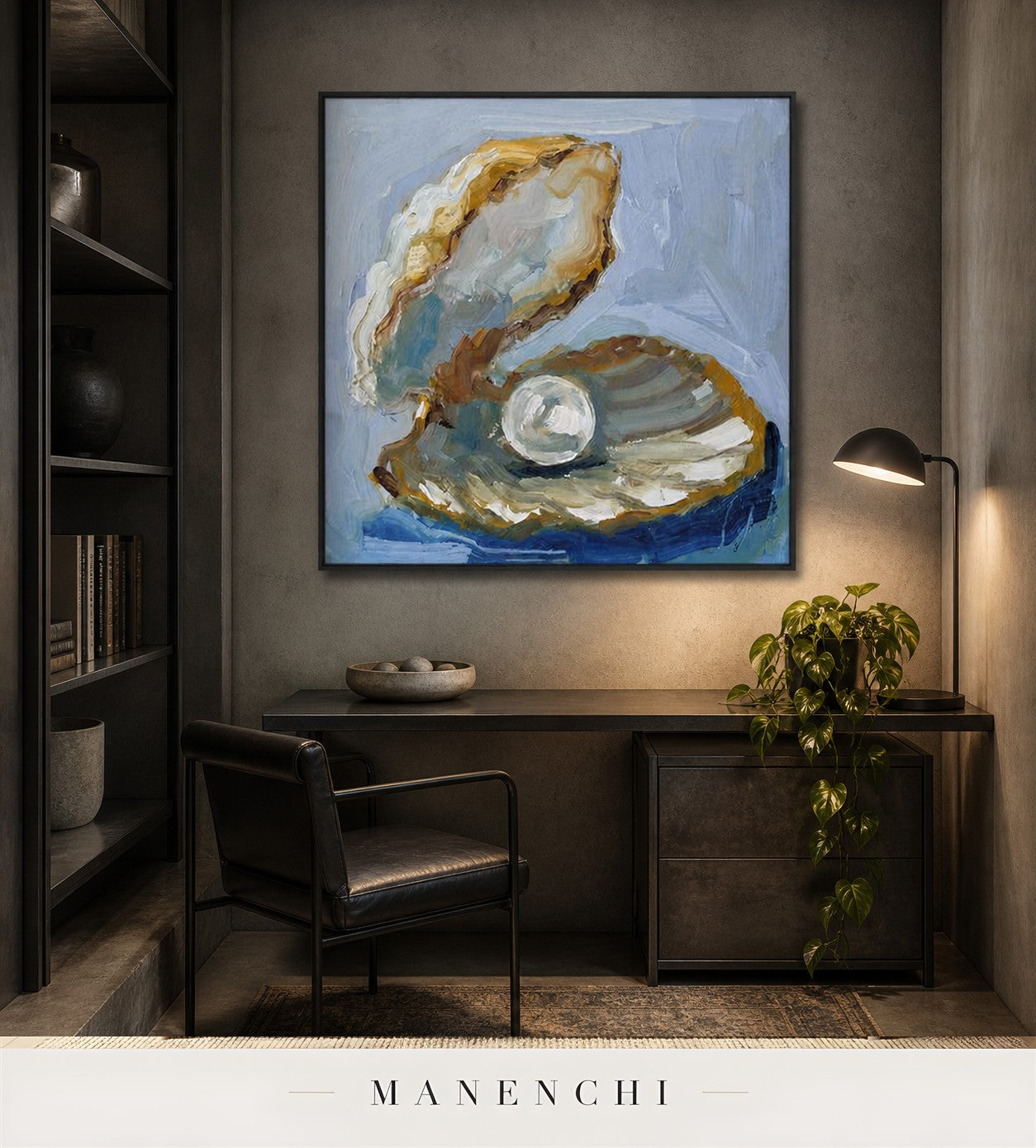 Lumen Aperture | Contemporary Wall Art - original hand-painted painting by Manenchi, styled in a room setting