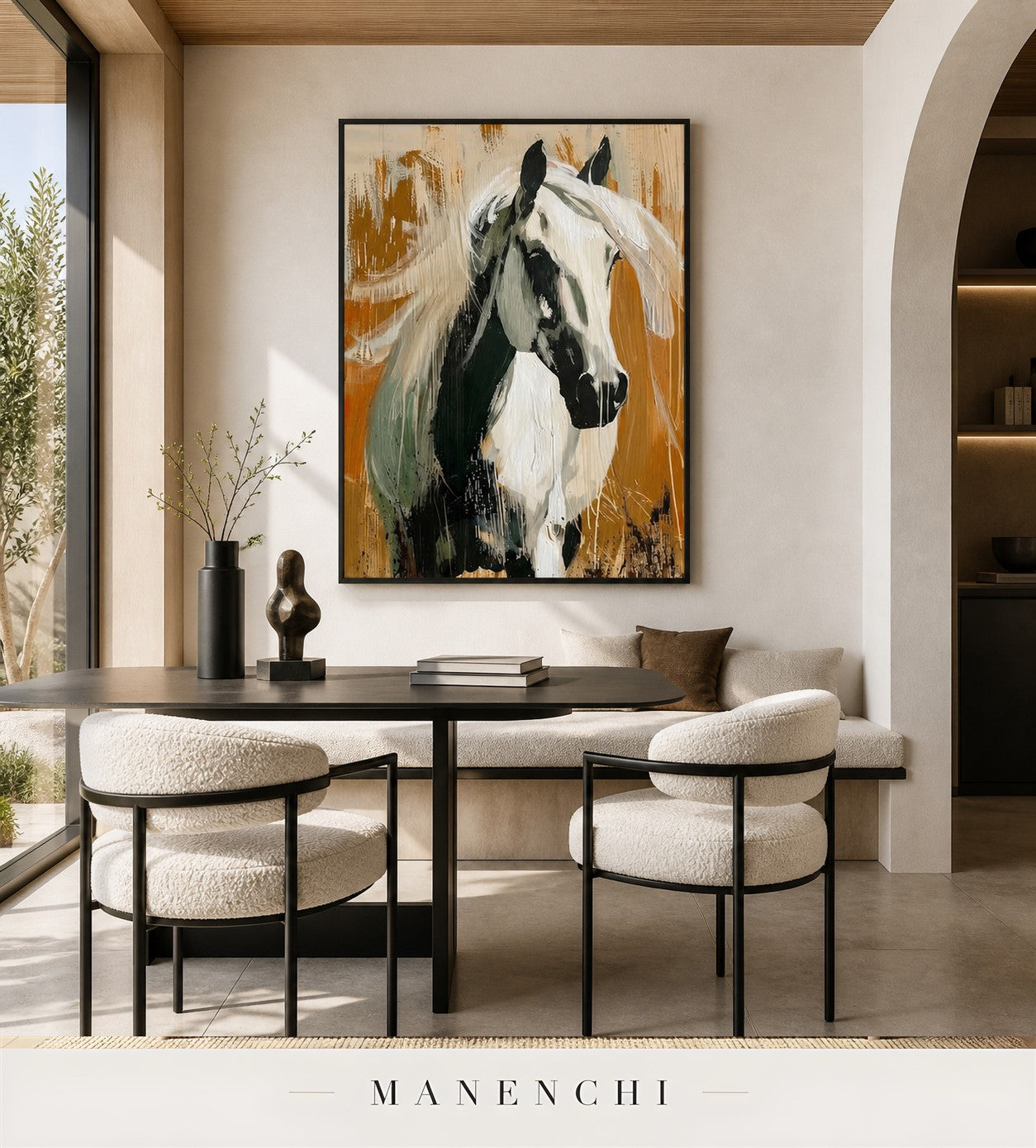 Russet Tresses | Wabi-Sabi Wall Art - original hand-painted painting by Manenchi, styled in a room setting
