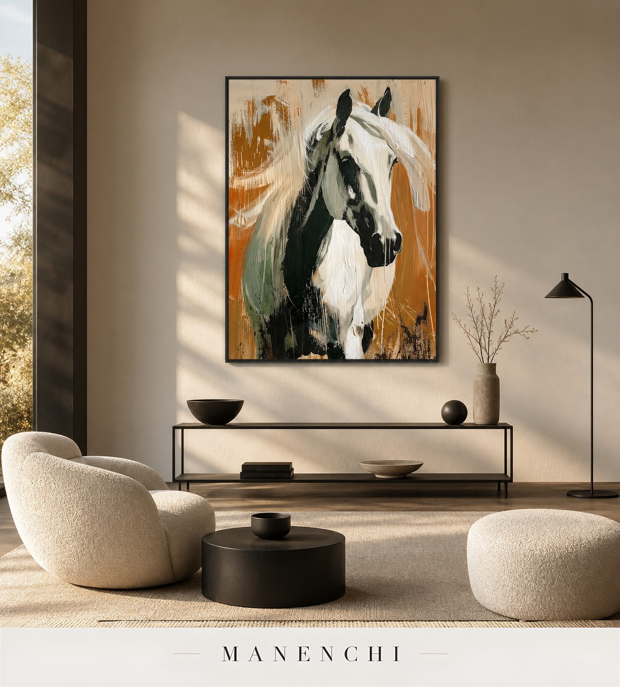 Russet Tresses | Wabi-Sabi Wall Art - original hand-painted painting by Manenchi, styled in a room setting